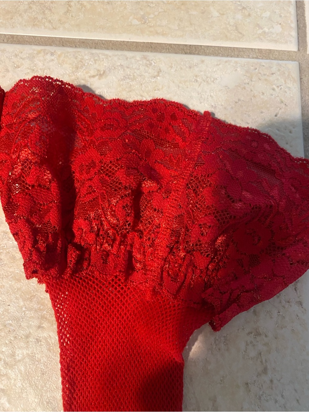 Victoria's Secret NWOT Red Fishnet Thigh High Stockings